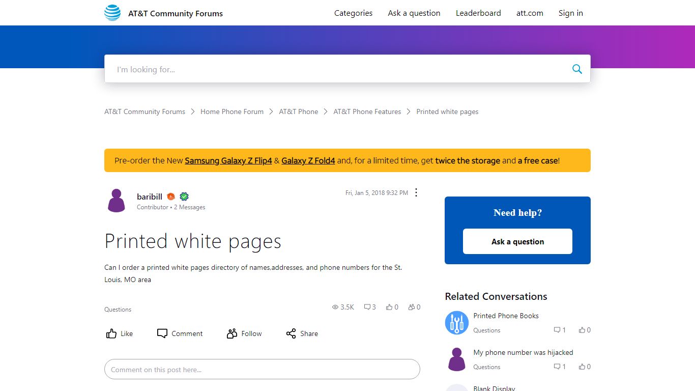 ‎Printed white pages | AT&T Community Forums